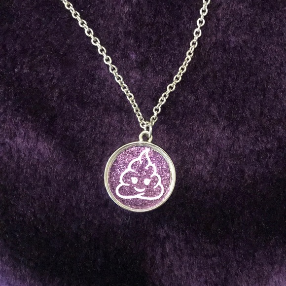 Poop emoji glitter filled pendant necklace - Picture 1 of 7